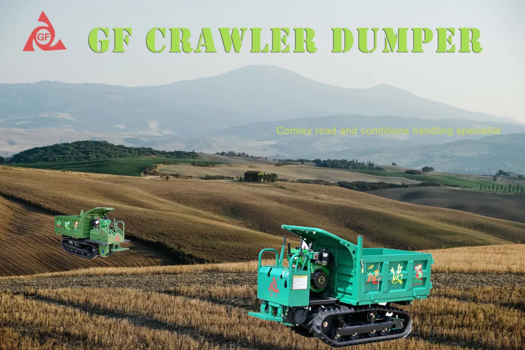 Sugarcane Harvesting Machinery Diesel Engine Powered Hydraulic Dumping 9.2kw/300r/Min Engine Power GF2500 Agricultural Crawler Dumper