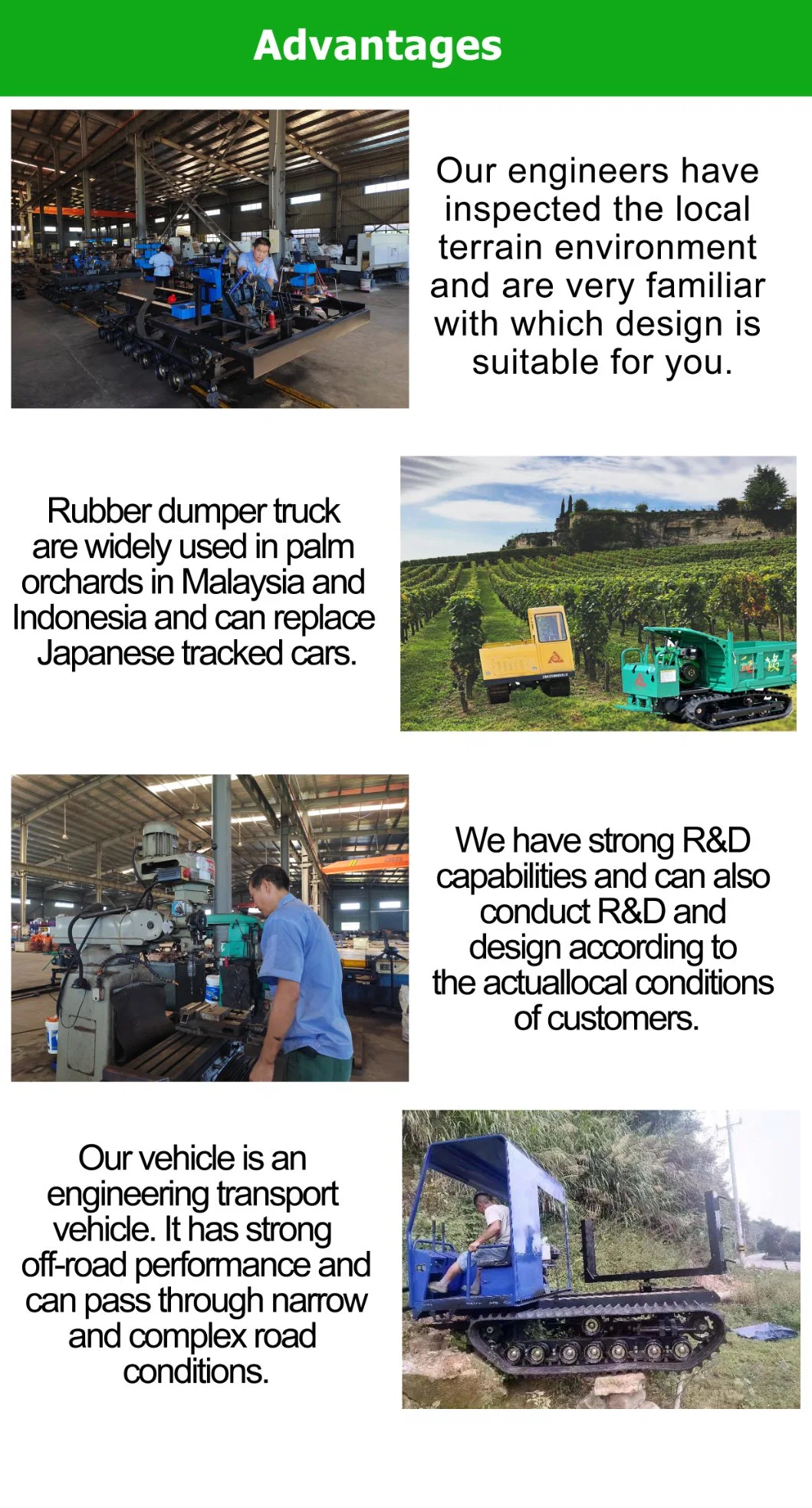 Sugarcane Harvesting Machinery Diesel Engine Powered Hydraulic Dumping 9.2kw/300r/Min Engine Power GF2500 Agricultural Crawler Dumper