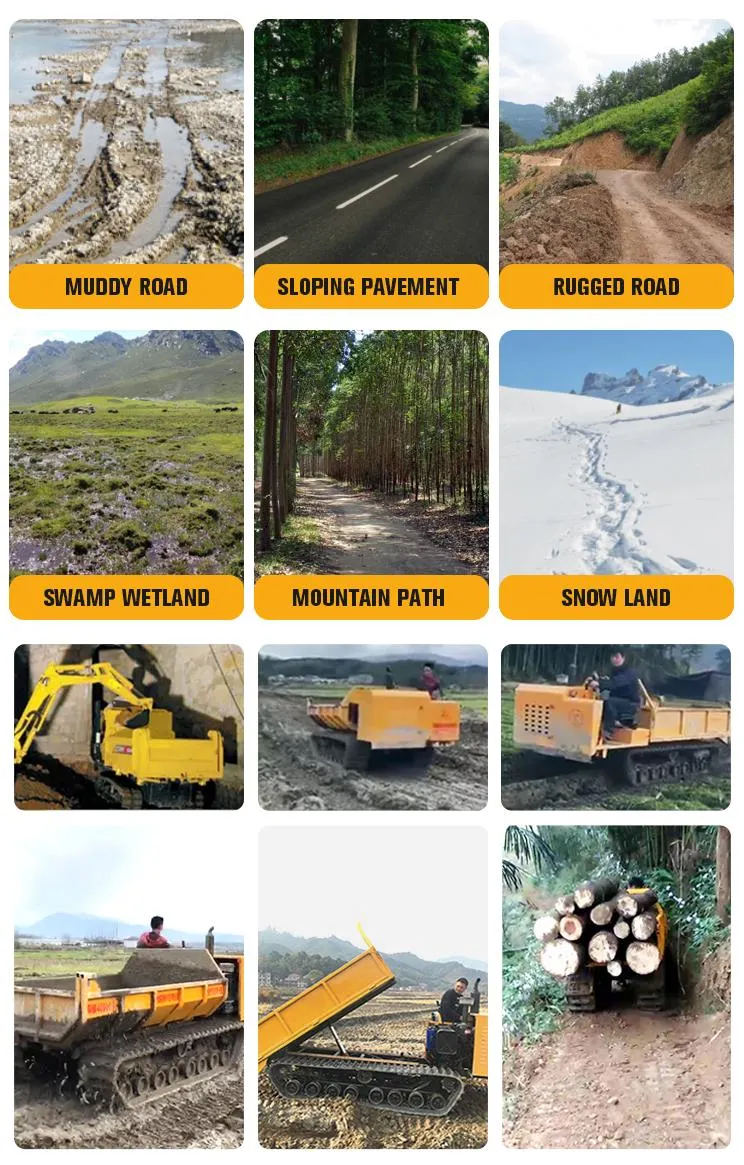 Streamlined Efficiency for Heavy Material Transport Forestry Machinery 4 Tons Side Dumping Style 3360*1650*1550mm Machine Size GF4000A Tracked Transporter