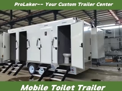 Customized Mobile Outdoor Toilet Trailer With 2 Bathrooms For Camping