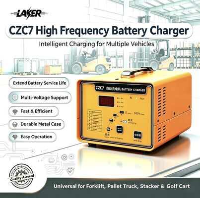 CZC7 Series Upgraded Smart Multi-stage High-frequency Automatic Charger, Heavy-duty Safe Fast Charging Battery Maintenance Device for Forklift, Pallet Truck, Stacker & Golf Cart