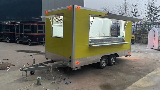 Multifunctional Square Food Trailer  Hot Dog Sandwich Pizza Food Cart Trailer