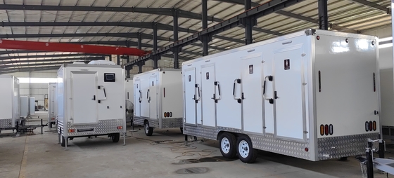 1 Step Push Foldable Mobile Toilet Trailer With RV Toilet Clean And Waste Water Tank