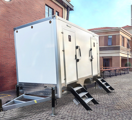 1 Step Push Foldable Mobile Toilet Trailer With RV Toilet Clean And Waste Water Tank