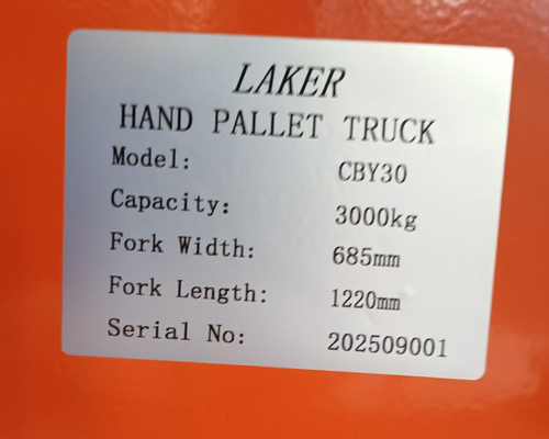 3-Ton Hand Pallet Truck with Double nylon wheels for 3000kg Warehouse Material Handling