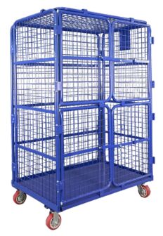 Foldable L Shaped Warehouse Roll Cage 500kg Load Space Saving Material Turnover Cage