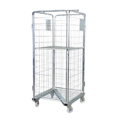 Heavy Duty 500kg Nestable Foldable Wire Mesh Roll Cage for Warehouse Logistics Storage