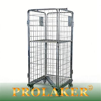 Type Z Warehouse Roll Cage Customizable Size Load Capacity Foldable Straight Shape For Material Turnover